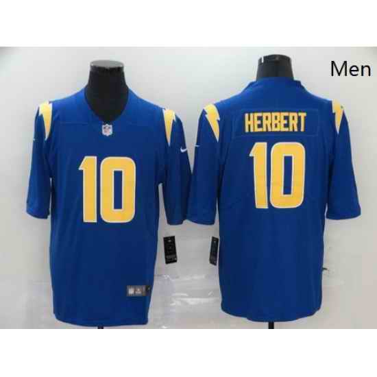 Men Nike Los Angeles Chargers 10 Justin Herbert Blue Alternate Vapor Limited Jersey